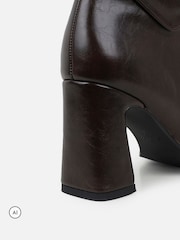Simmi London Brown Kennedy Knee High Ruched Block Heeled Boots - Image 4 of 4