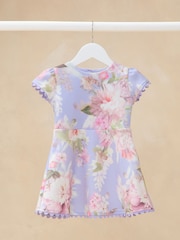 Lipsy Lilac Purple Baby Floral Print Scuba Occasion Dress (0mths-5yrs) - Image 1 of 3