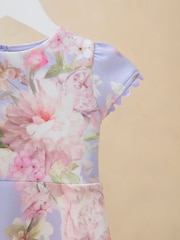 Lipsy Lilac Purple Baby Floral Print Scuba Occasion Dress (0mths-5yrs) - Image 2 of 3
