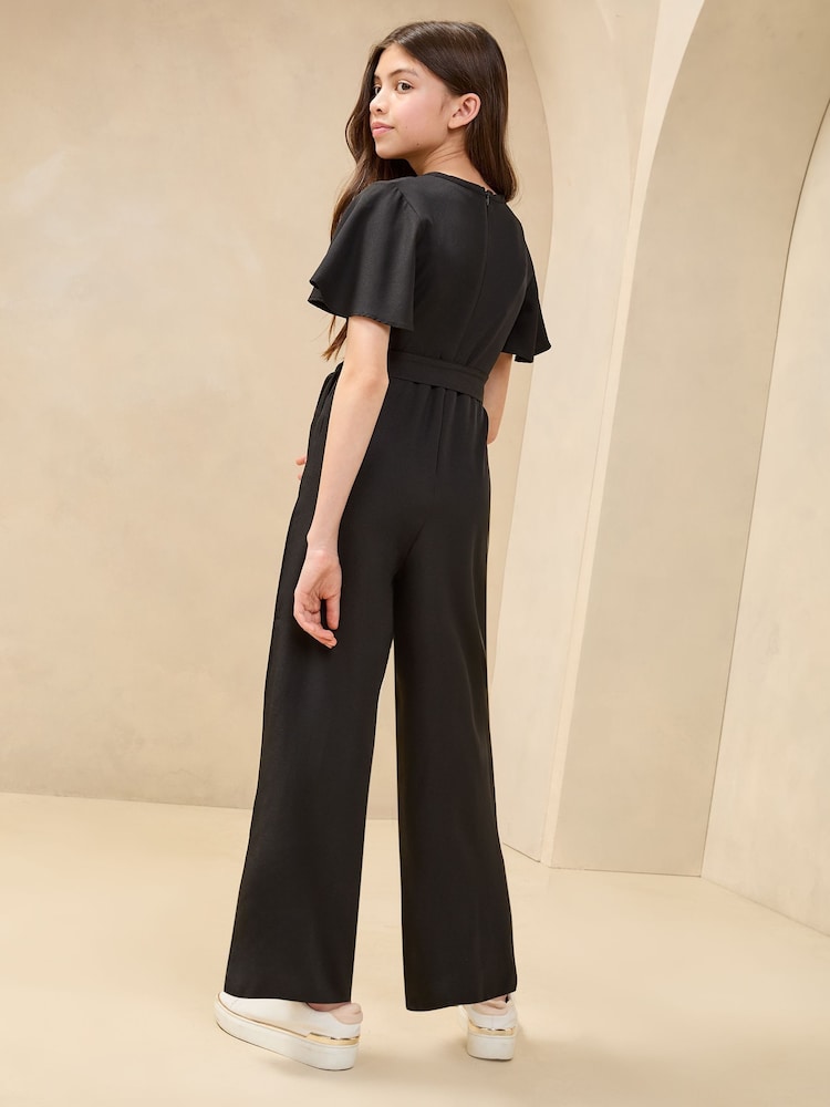 Lipsy Black Cut-Out Flutter Sleeve Jumpsuit (5-16yrs) - Image 4 of 4 Lipsy Black Cut-Out Flutter Sleeve Jumpsuit (5-16yrs) - Image 4 of 4