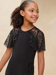 Lipsy Black Lace Frill Flutter Sleeve Jumpsuit (5-16yrs) - Image 3 of 4