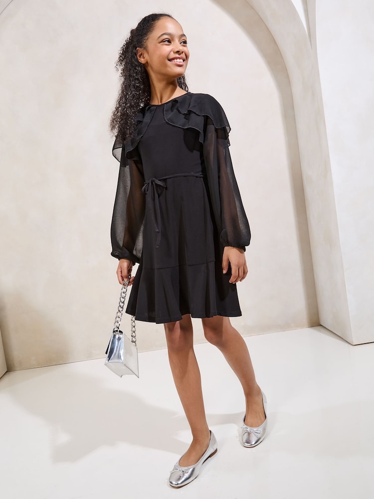 Lipsy Layered Flutter Manches longues Robe (5-16yrs) - Image 3 of 5