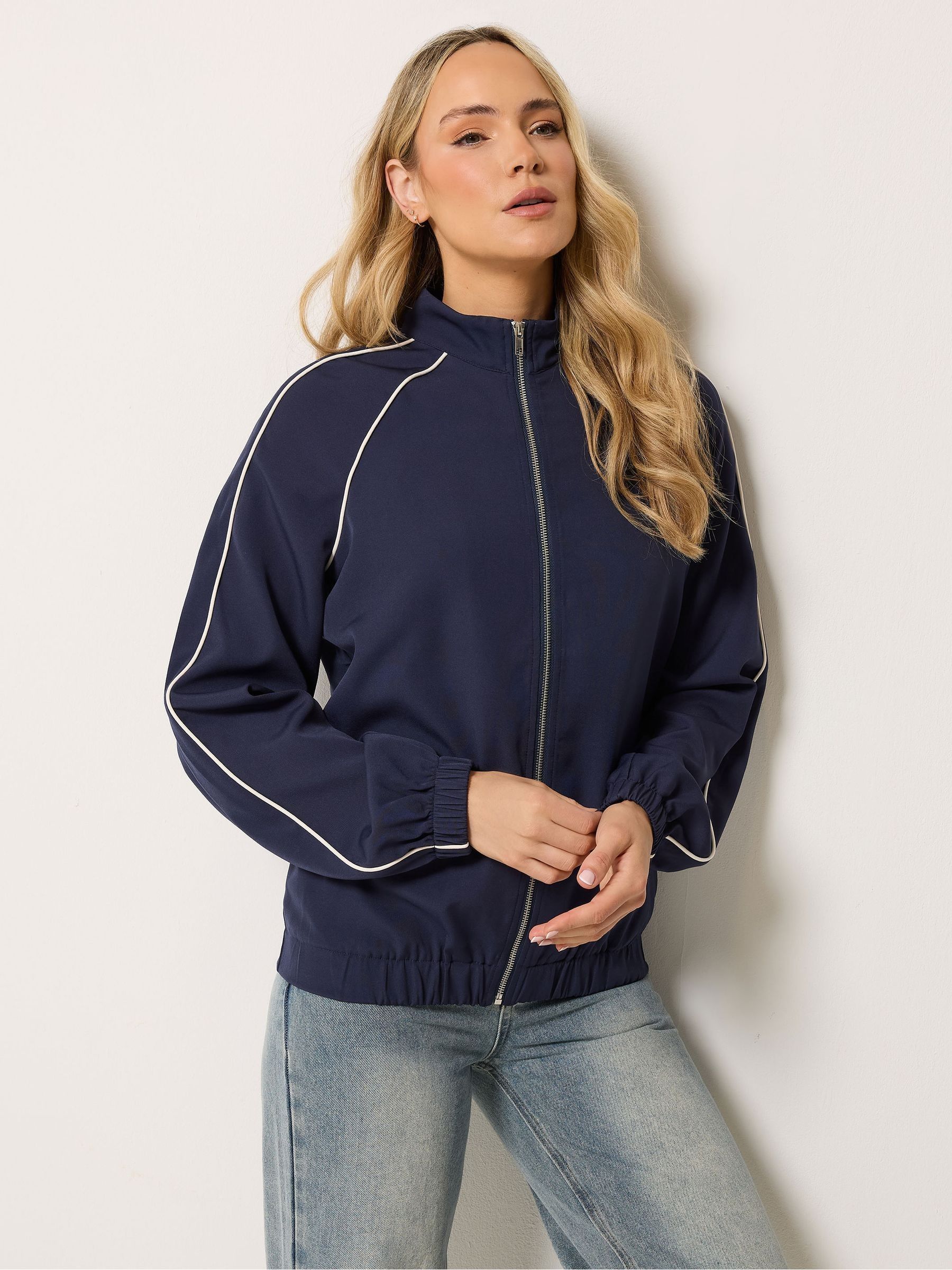 Long Tall Sally Women's Blue Piped Funnel Neck Jacket - Image 3