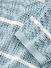 Blue 100% Cotton Short Sleeve Stripe Knitted Polo Shirt (3-16yrs) - Image 4 of 4