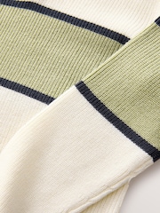Ecru/Green Colourblock Zip Neck Knitted Jumper (3-16yrs) - Image 7 of 7