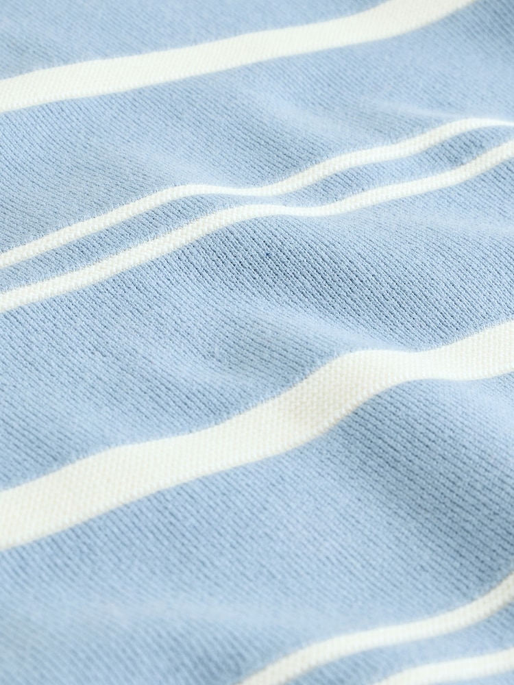 Blue Knitted Stripe Crew Neck 100% Cotton Jumper (3-16yrs) - Image 4 of 4