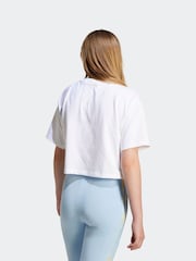 adidas originals White/Blue Trefoil Crop 100% Cotton T-Shirt - Image 2 of 6