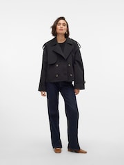 VERO MODA Black Short Trench Coat - Image 1 of 4