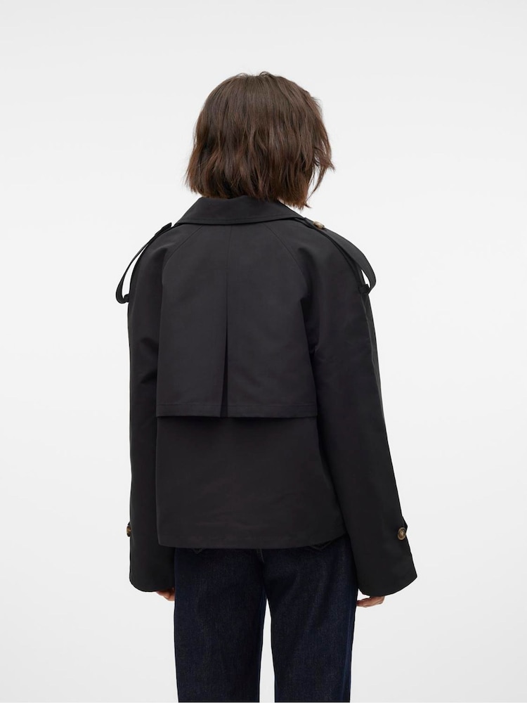 VERO MODA Black Short Trench Coat - Image 2 of 4