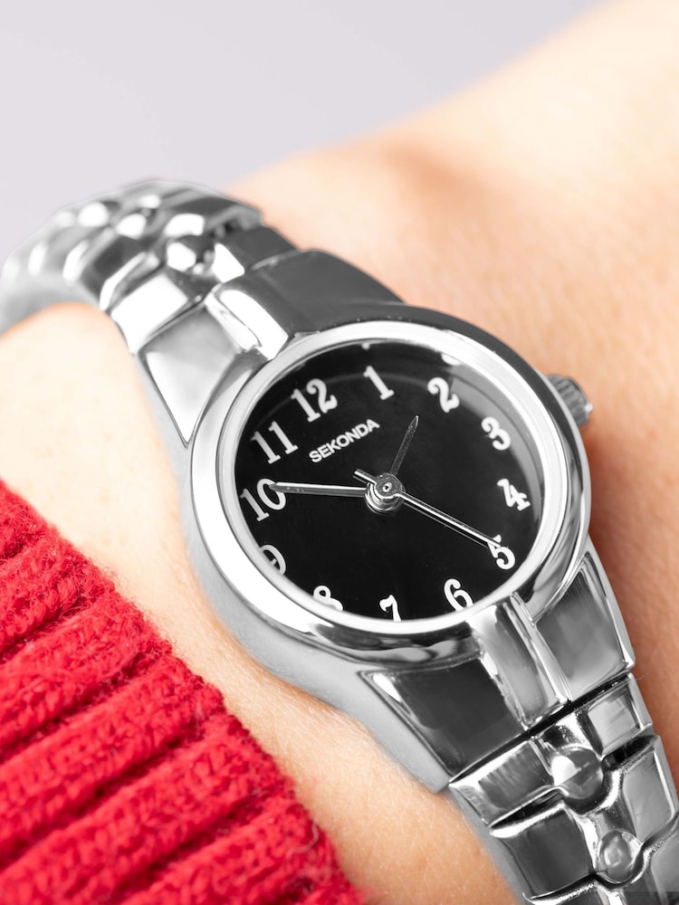 Sekonda Newton Womens 19mm Analogue Watch With Silver Case And Stainless Steel Expanding Bracelet With Black Dial - Image 2 of 6