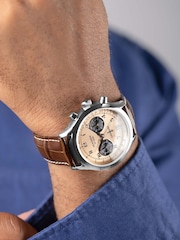 Sekonda Mens Archer 40mm Analogue Watch With Silver Case And Leather Strap With Dial - Image 1 of 6