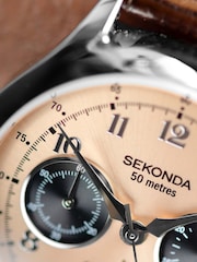 Sekonda Mens Archer 40mm Analogue Watch With Silver Case And Leather Strap With Dial - Image 6 of 6