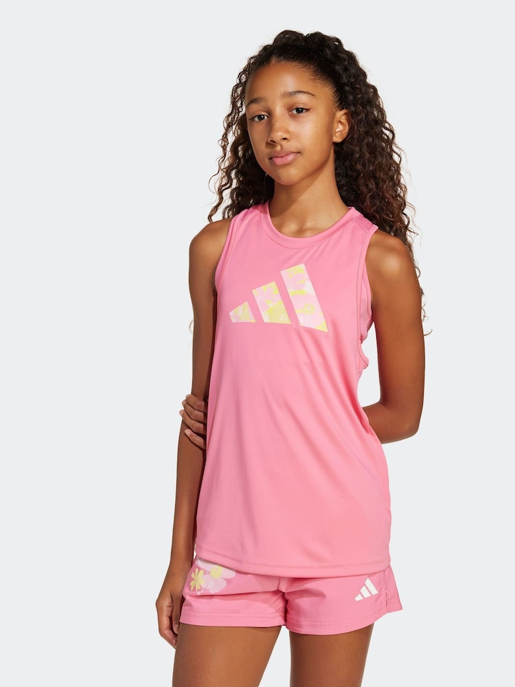 adidas Pink Train Essentials Flower Print Vest - Image 1 of 6