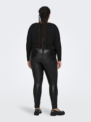 ONLY Curve Black Faux leather Leggings - Image 3 of 7