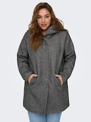 ONLY Curve Grey Smart Hooded Coat - Image 1 of 8