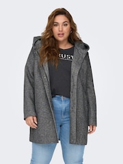 ONLY Curve Grey Smart Hooded Coat - Image 2 of 8