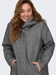 ONLY Curve Grey Smart Hooded Coat - Image 5 of 8