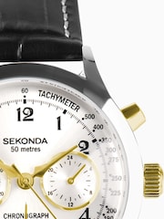Sekonda Mens Archer 40mm Analogue Watch With Silver Case And Leather Strap With Dial - Image 3 of 6