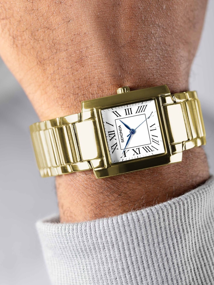 Sekonda Montreal Mens 30mm Analogue Watch With Gold Case And Alloy Bracelet With White Dial - Image 1 of 6