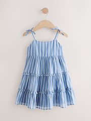 Blue Ticking Stripe 100% Cotton Sundress - Image 1 of 4