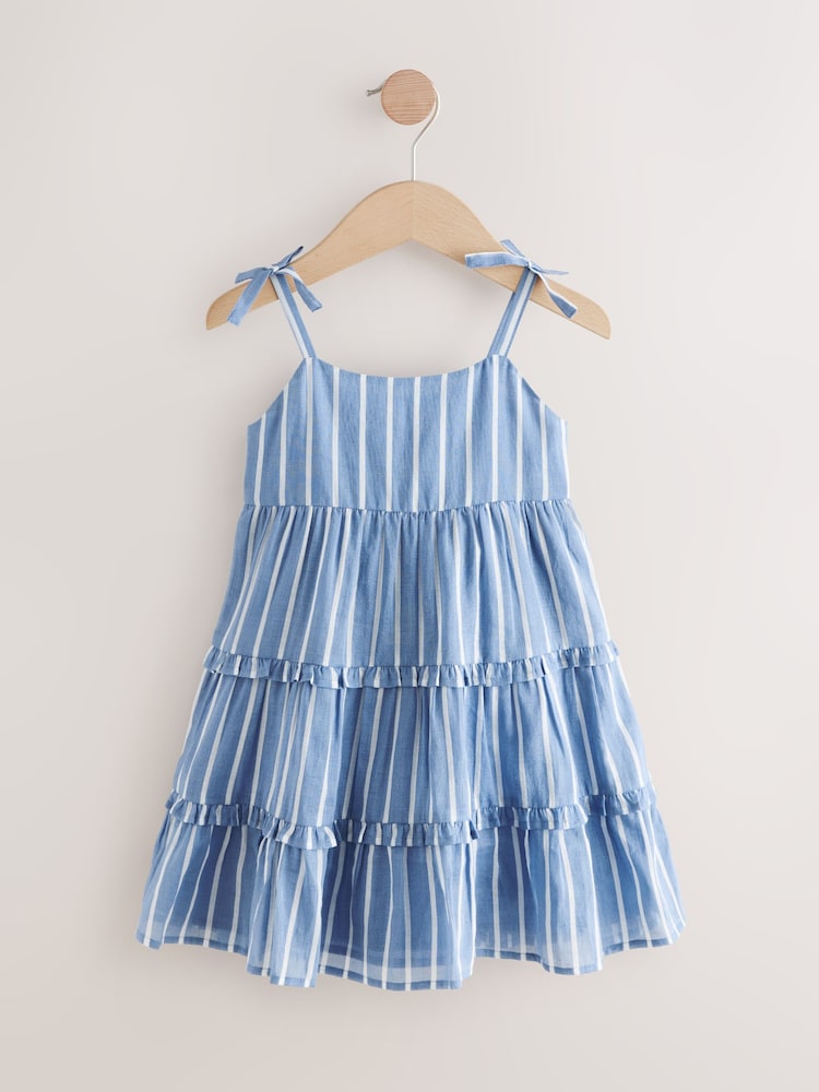 Blue Ticking Stripe 100% Cotton Sundress - Image 1 of 4