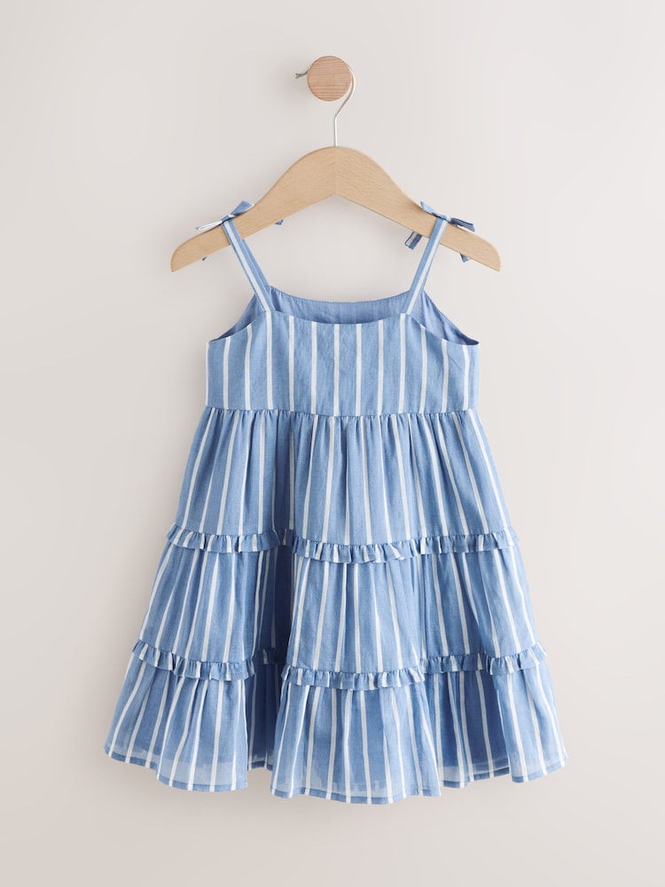 Blue Ticking Stripe 100% Cotton Sundress - Image 2 of 4