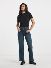 Simply Be Mid Blue Petite 24/7 Straight Leg Jeans - Image 4 of 4