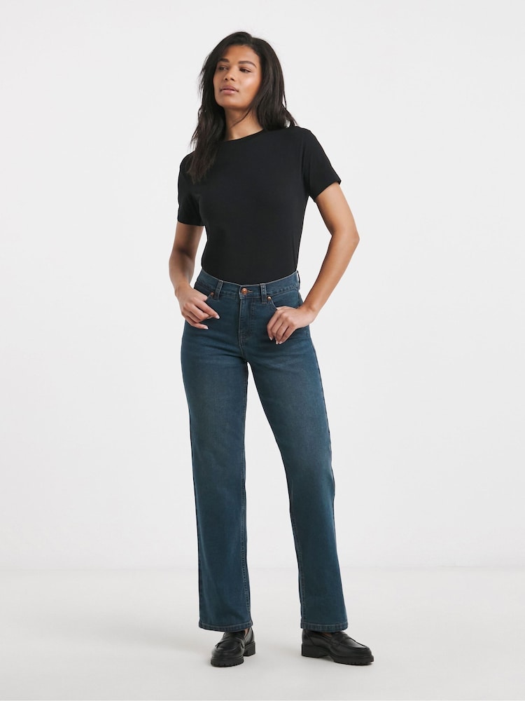 Simply Be Mid Blue Petite 24/7 Straight Leg Jeans - Image 4 of 4