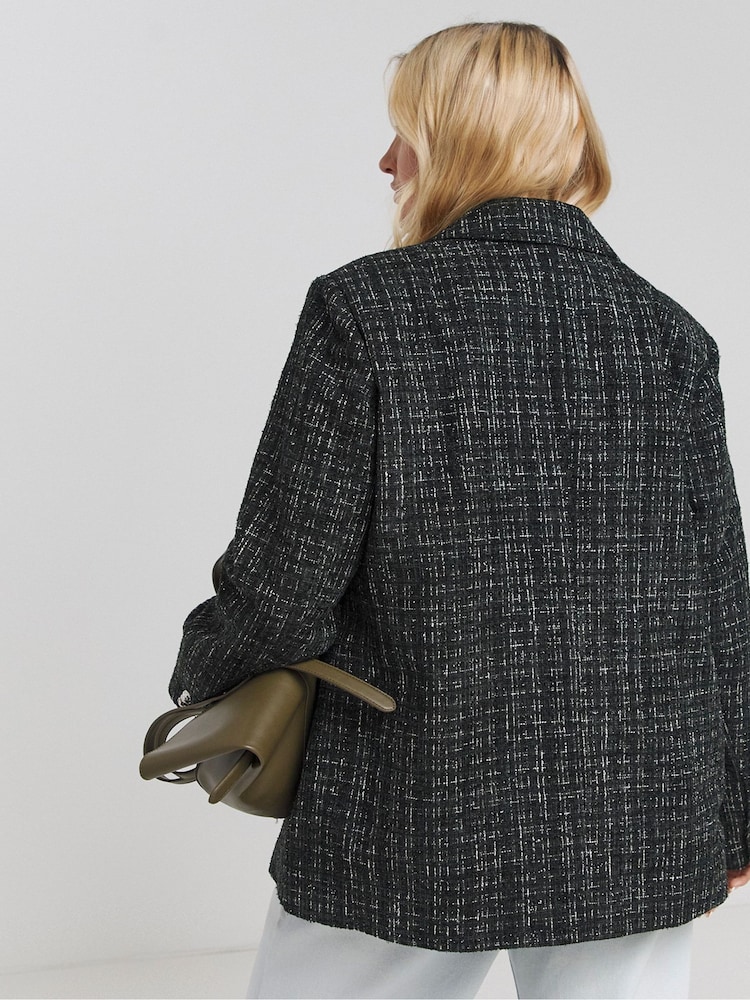 Simply Be Black Single Breasted Boucle Blazer - Image 2 of 4