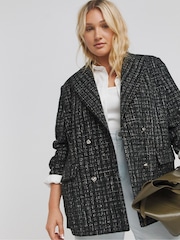 Simply Be Black Single Breasted Boucle Blazer - Image 3 of 4