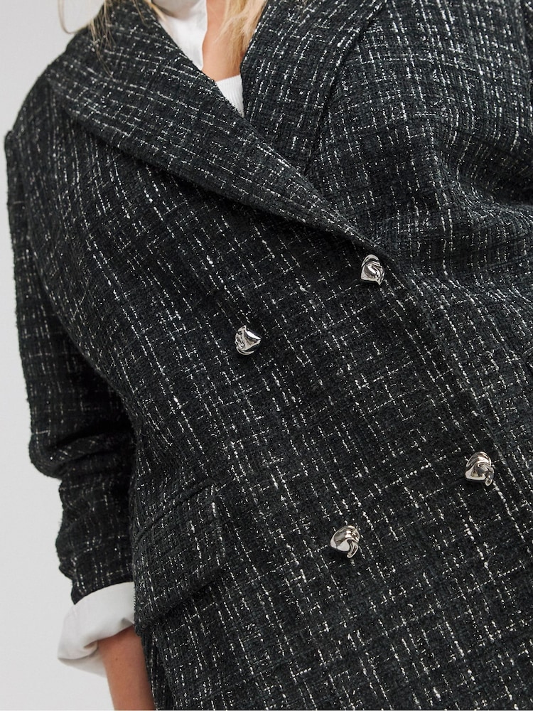 Simply Be Black Single Breasted Boucle Blazer - Image 4 of 4