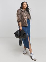 Simply Be Brown Collared Blouse - Image 3 of 4