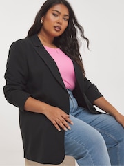 Simply Be Black Single Breasted Relaxed Blazer - Image 1 of 4