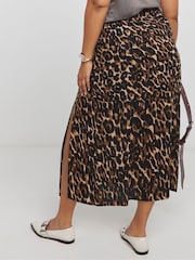 Simply Be Animal Side Split Midi Skirt - Image 2 of 4