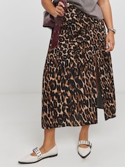 Simply Be Animal Side Split Midi Skirt - Image 4 of 4