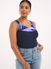 Simply Be Black Sports Scoop Neck Swimsuit - Image 3 of 4