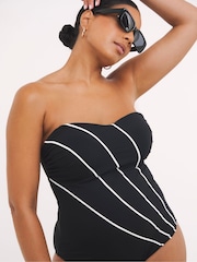 Simply Be Magisculpt Flatter Me Sports Underwired Bandeau Swimsuit - Image 1 of 4