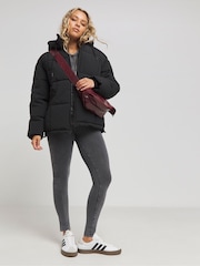 Simply Be Black Square Padded Short Coat - Image 1 of 4