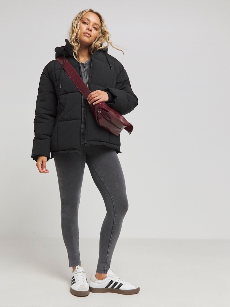 Simply Be Black Square Padded Short Coat - Image 1 of 4