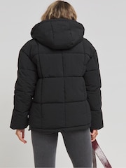 Simply Be Black Square Padded Short Coat - Image 2 of 4