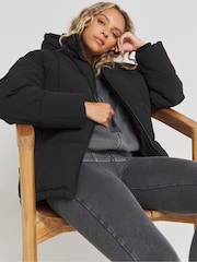 Simply Be Black Square Padded Short Coat - Image 3 of 4