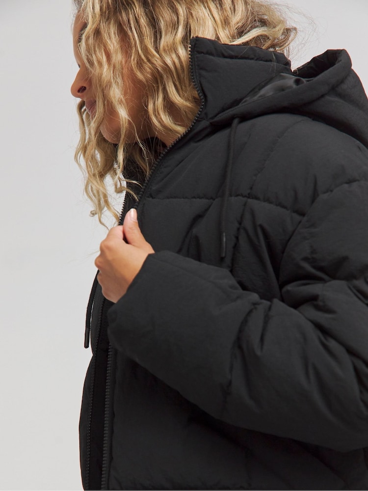 Simply Be Black Square Padded Short Coat - Image 4 of 4
