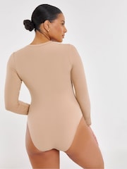 Simply Be Brown Magisculpt Smoothing Long Sleeve Bodysuit 2 Pack - Image 2 of 7