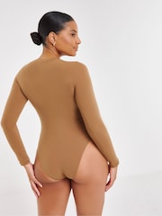Simply Be Brown Magisculpt Smoothing Long Sleeve Bodysuit 2 Pack - Image 2 of 7