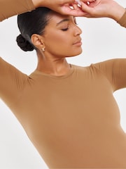 Simply Be Brown Magisculpt Smoothing Long Sleeve Bodysuit 2 Pack - Image 4 of 7