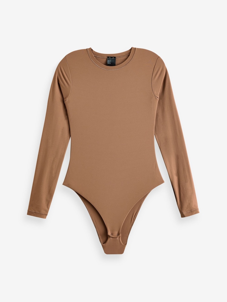 Simply Be Brown Magisculpt Smoothing Long Sleeve Bodysuit 2 Pack - Image 7 of 7