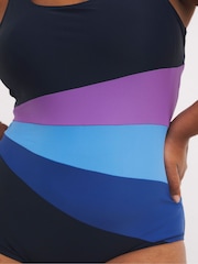 Simply Be Black Sports Piping Swimsuit - Image 4 of 4