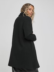 Simply Be Black Longline Faux Wool Coat - Image 2 of 4