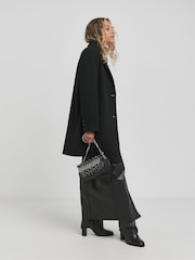 Simply Be Black Longline Faux Wool Coat - Image 3 of 4