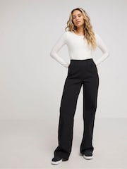Simply Be Black Wide Leg Pull On Denim Jeggings - Image 1 of 4